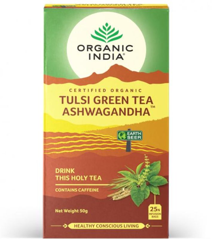 Organic India Tulsi Green Tea Ashwagandha 25 poser