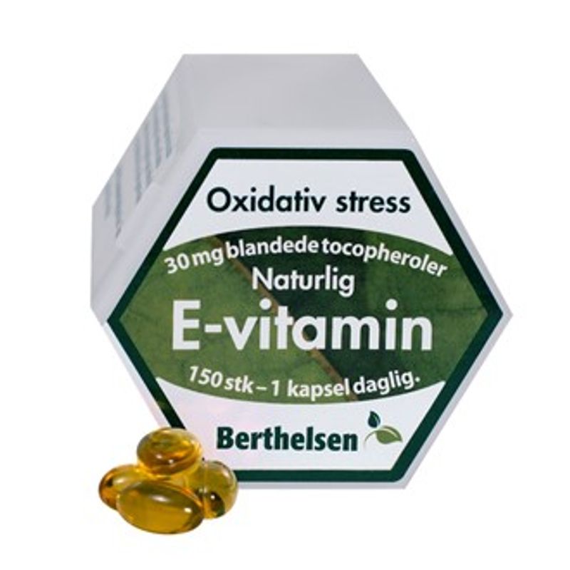 Berthelsen Naturlig E-vitamin 30 mg 150 kapsler
