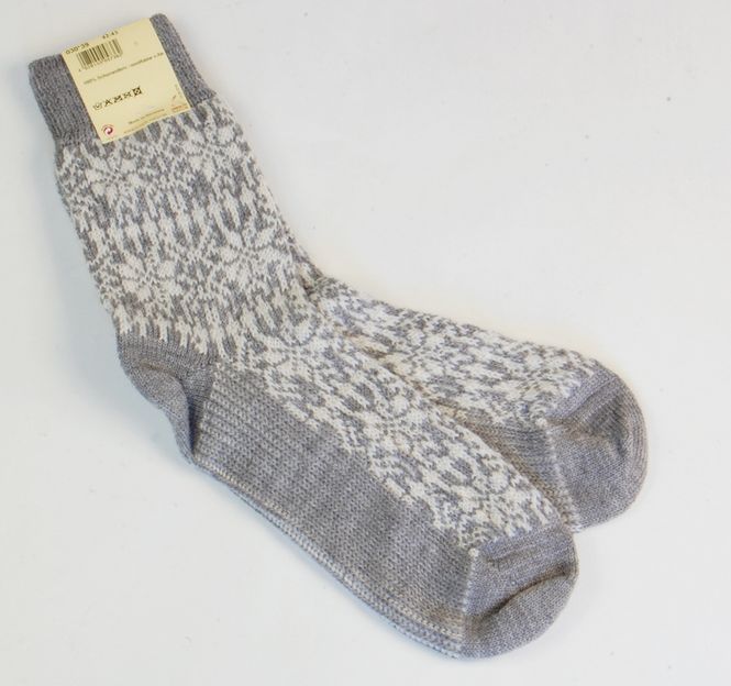 Hovedbilde Hirsch Ullsokker modell STJERNE duegrå-natur 44/46